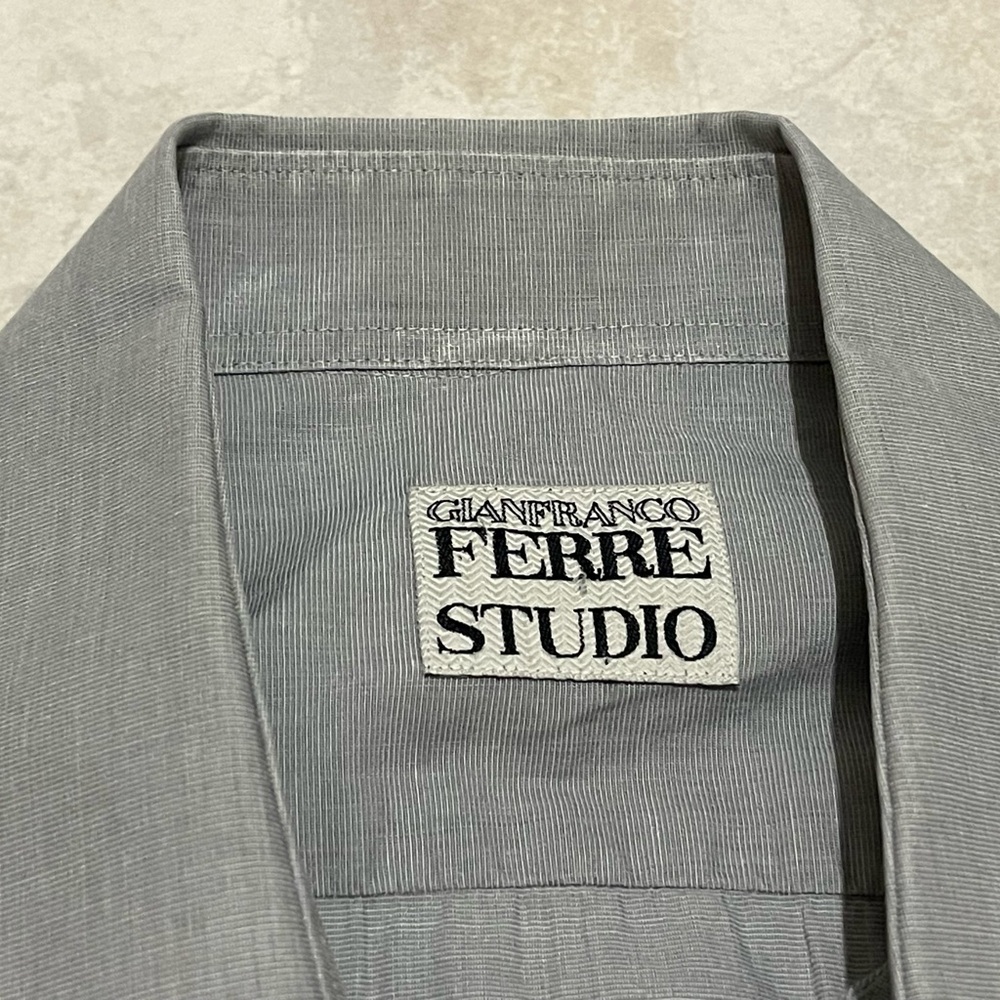 Gianfranco Ferré Studio Gray Button Down Dress Shirt Sz 16 32/33 Made in Italy